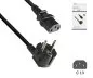 Preview: Netzkabel Europa CEE 7/7 90° auf C13, 0,75mm², VDE, schwarz, DINIC Box mit Euroloch, Länge 1,80m